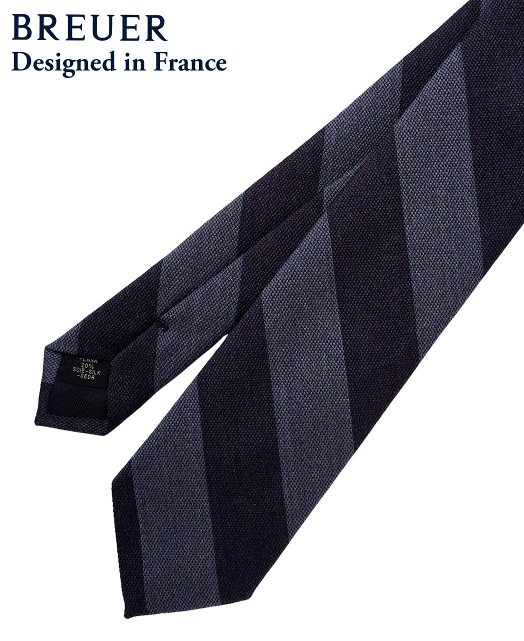 ブルー系/レジメンタル(ストライプ)/ウールシルク/BREUER