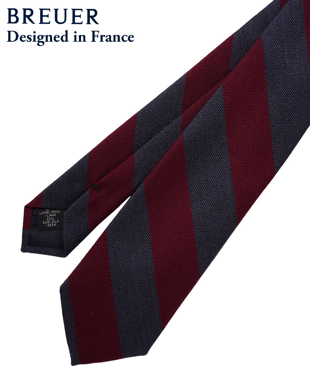 レッド系/レジメンタル(ストライプ)/ウールシルク/BREUER