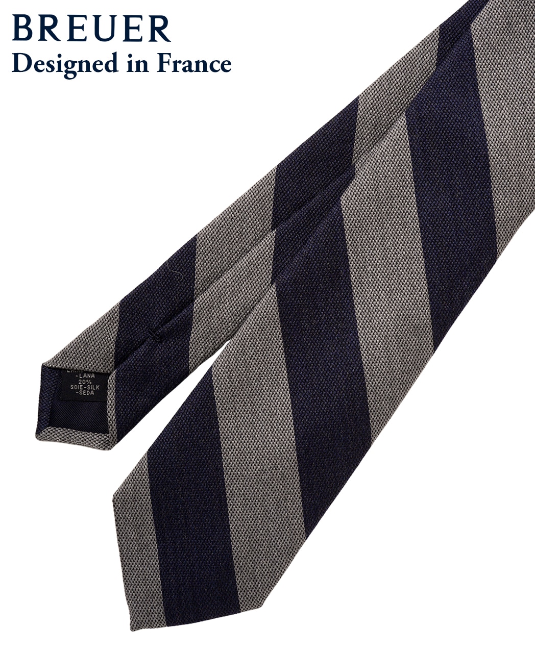 グレー系/レジメンタル(ストライプ)/ウールシルク/BREUER