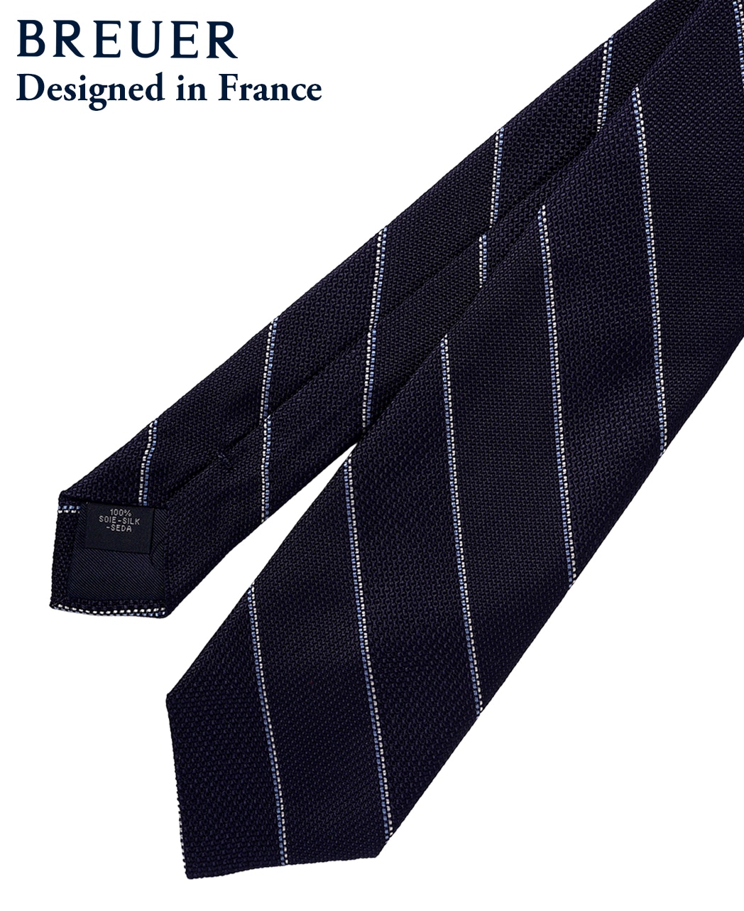 ブルー系/レジメンタル(ストライプ)/シルク/BREUER