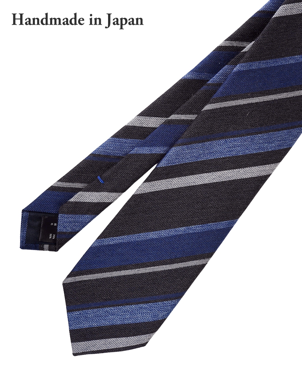 ブルー系/レジメンタル(ストライプ)/ウールシルク/Italian Collection