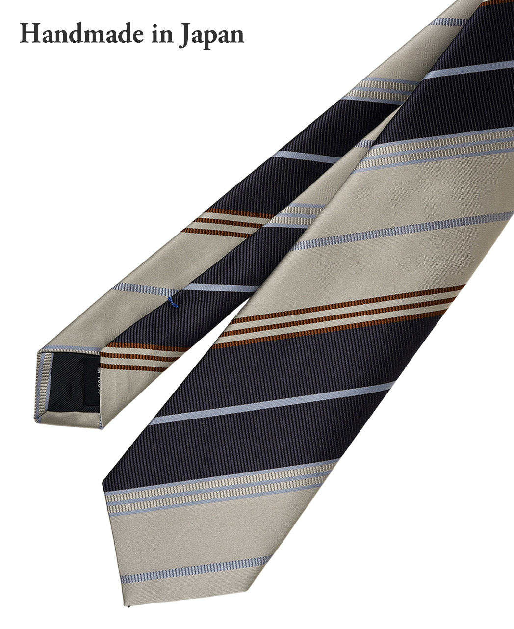 ブルー系/レジメンタル(ストライプ)/シルク/Italian Collection