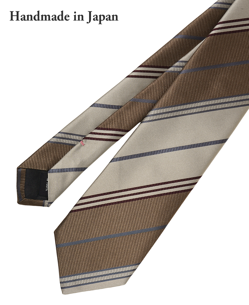 ベージュ系/レジメンタル(ストライプ)/シルク/Italian Collection