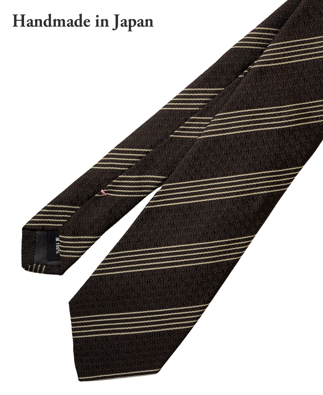 ブラウン系/レジメンタル(ストライプ)/シルク/博多伝統柄×八女茶