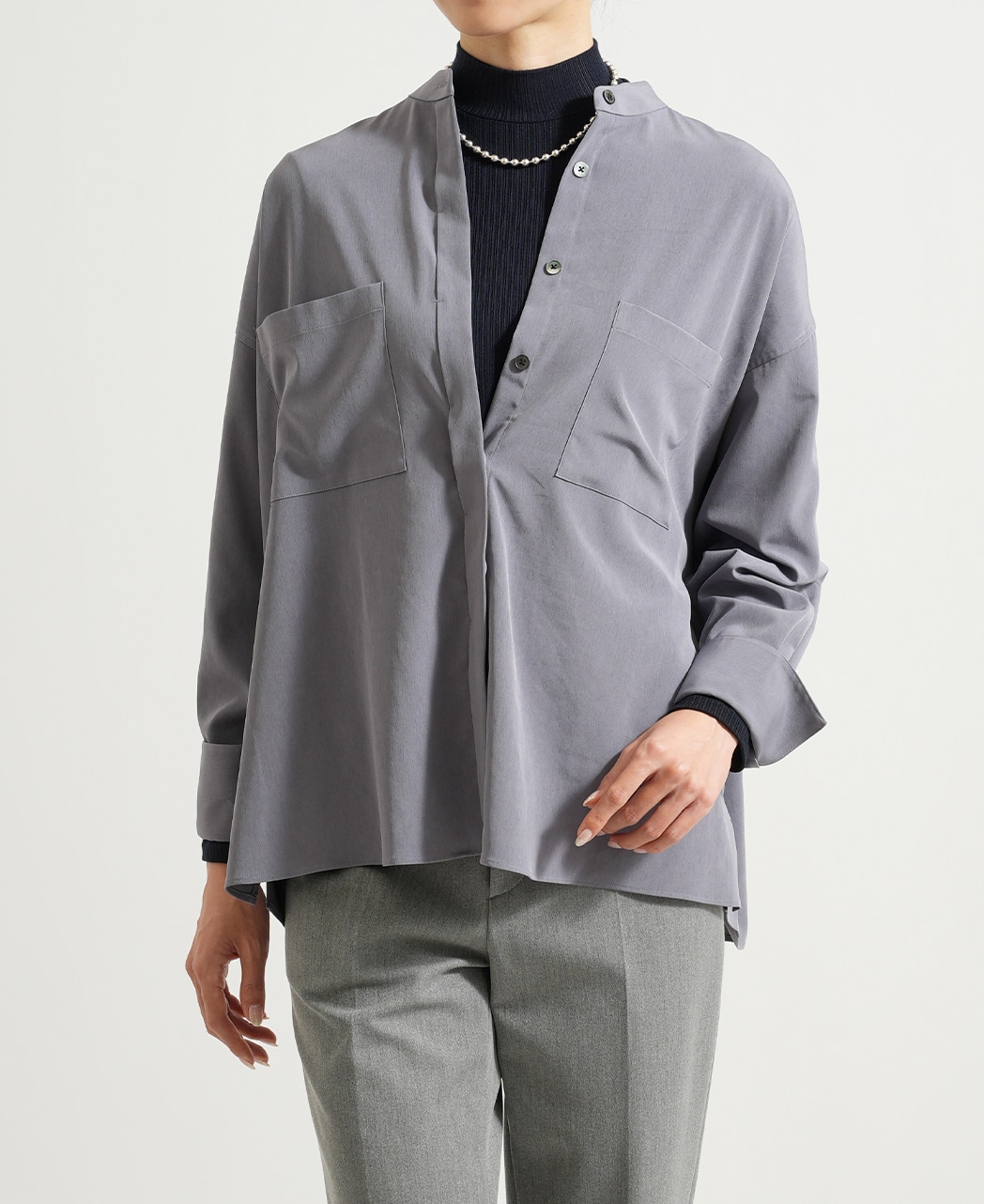 ハイネックプルオーバー / 1月中旬発送予定/カシミヤ・シルク混生地