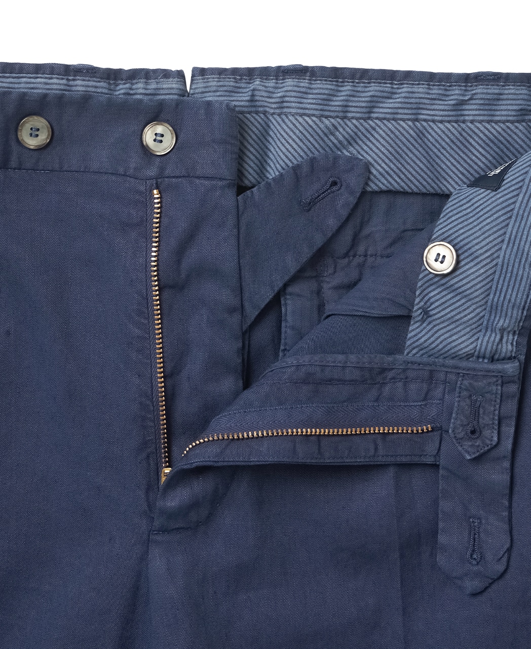 ナポリパンツ(1タック）/リネン/ネイビー系