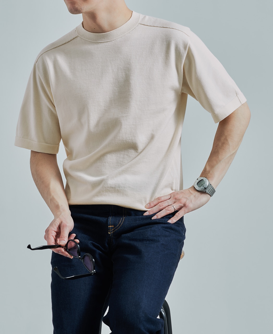 ニットTシャツ/18G シームレスコットン