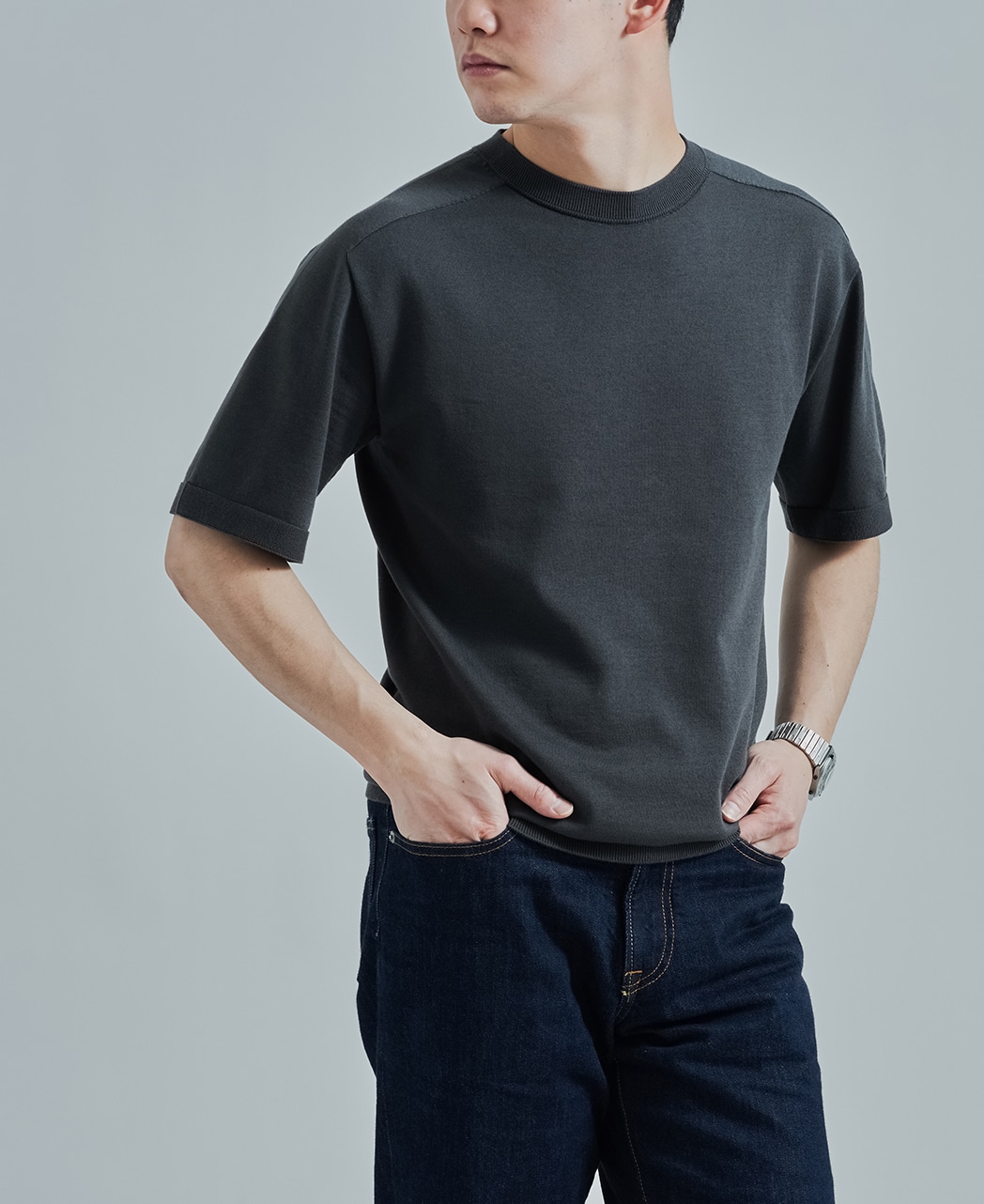 ニットTシャツ/18G シームレスコットン