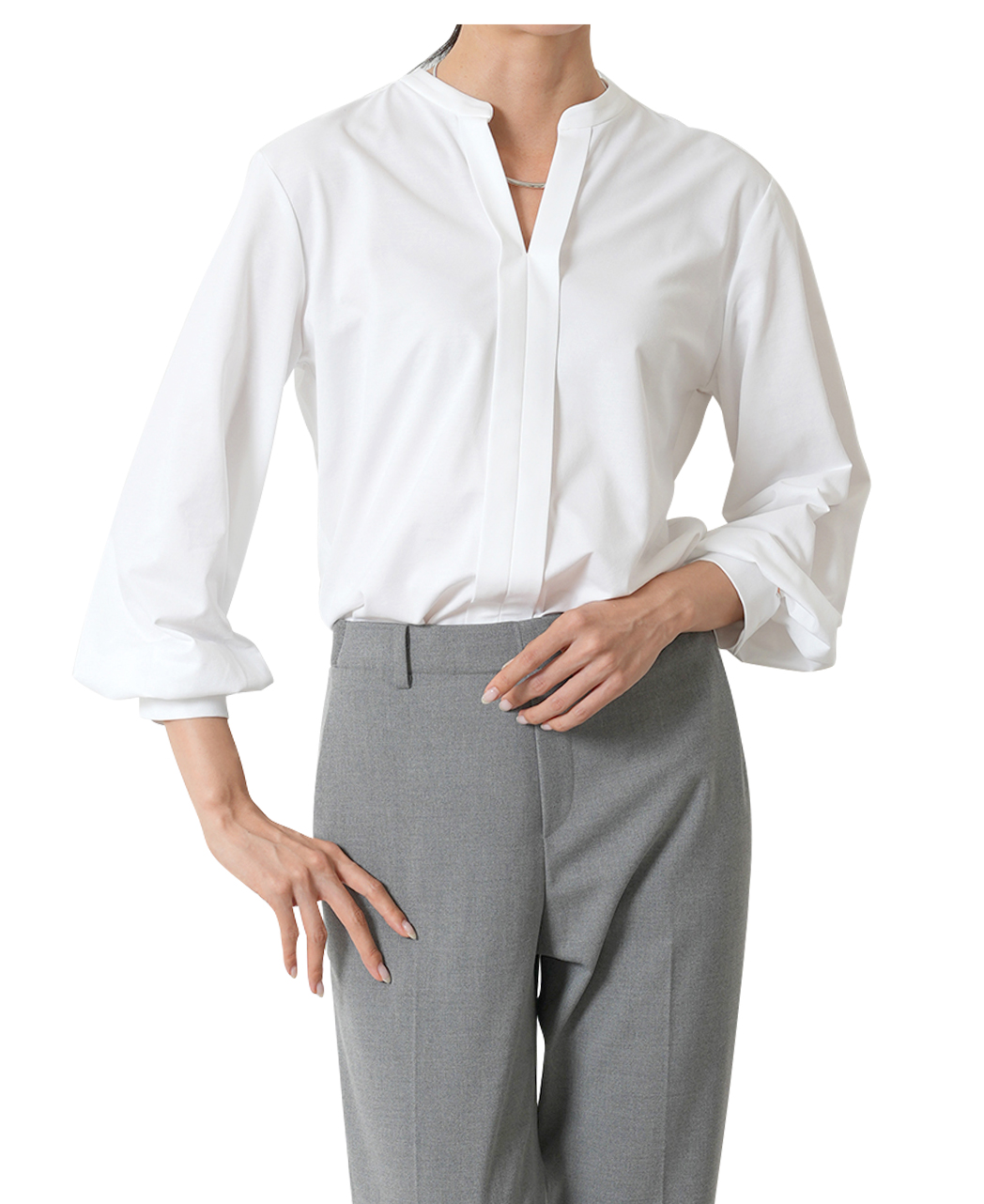 キーネックブラウス/J-TECH STRETCH