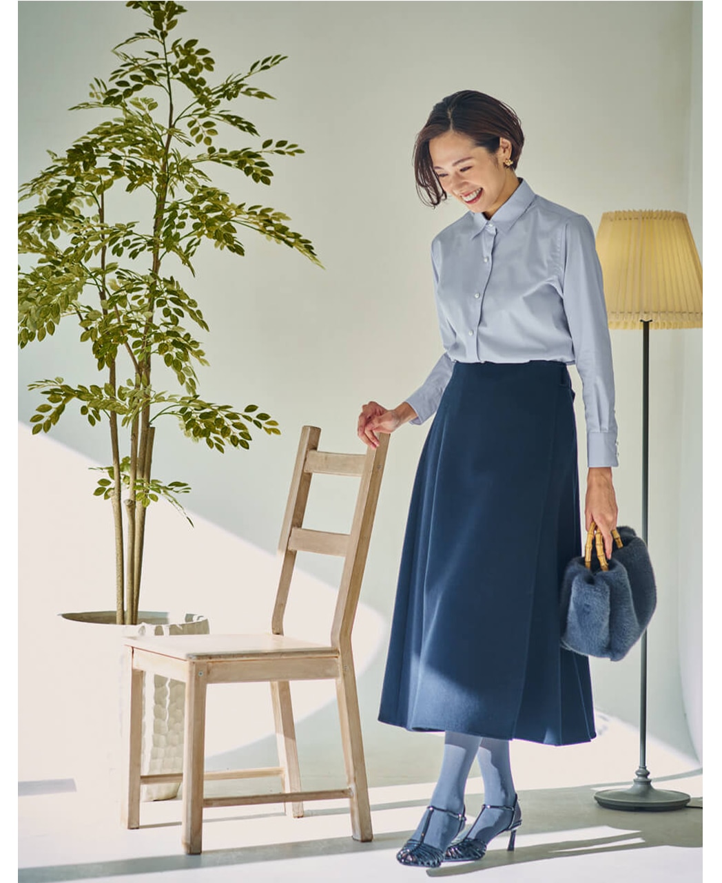 パールボタンシャツ/タイプライター