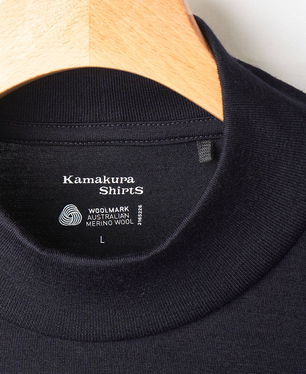 メリノウールTシャツ/モックネック/ネイビー系
