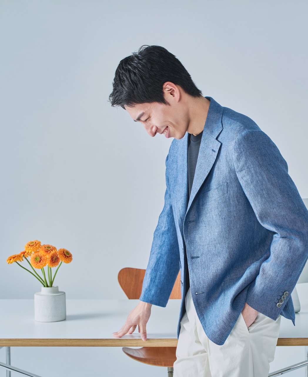 ジャケット/リネン/ブルー系