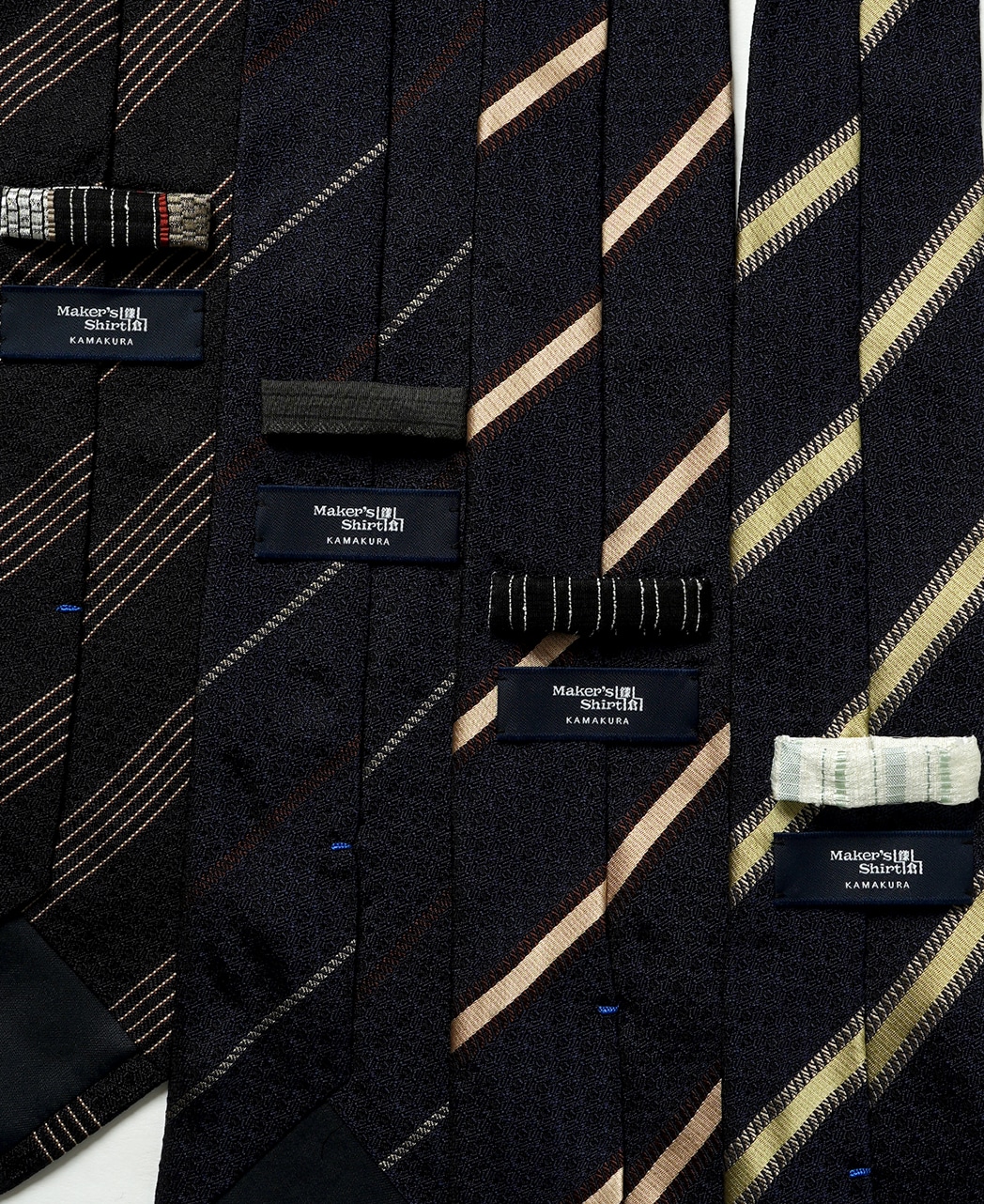 ブルー系/レジメンタル(ストライプ)/シルク/博多伝統柄×八女茶