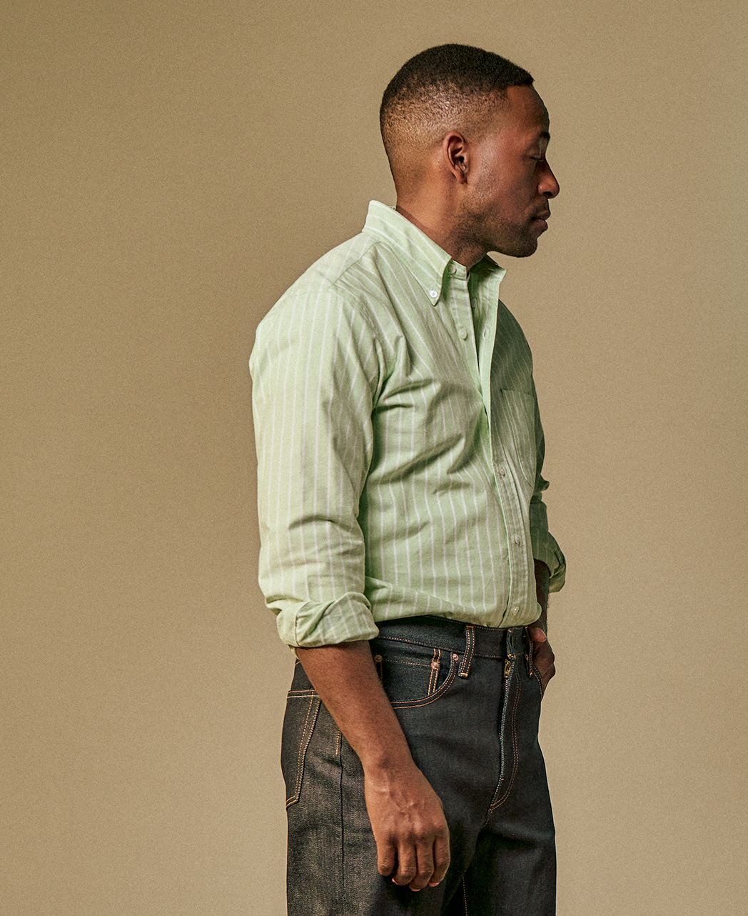 VINTAGE IVY シャツ/グリーンブレザーストライプ