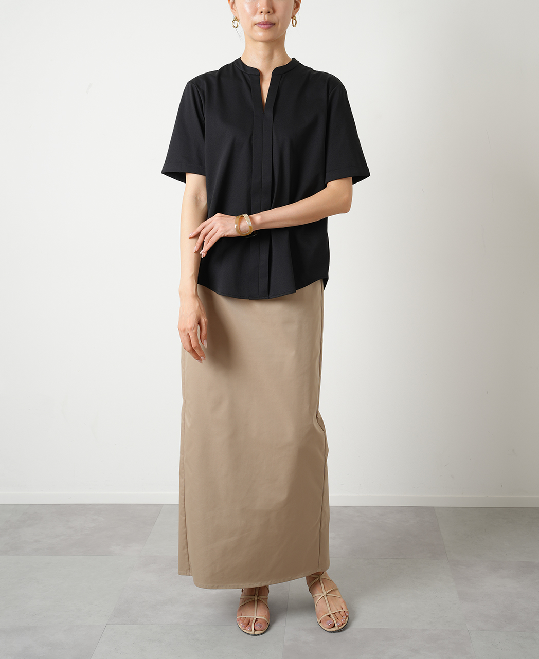 キーネックブラウス / 7月中旬発送予定/J-TECH STRETCH