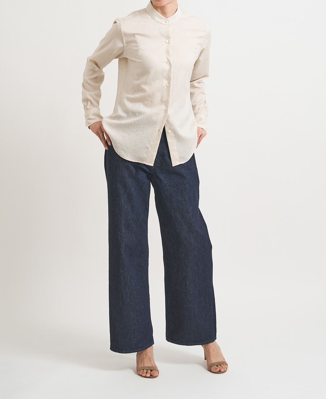 長袖シャツ / 5月中旬発送予定/スタンドカラー / アイアス(麻調合繊)