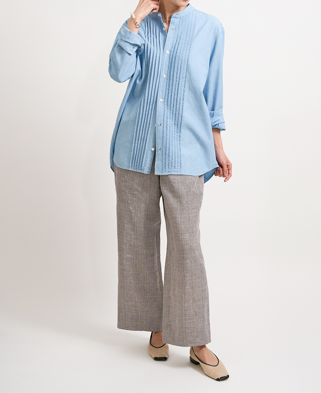 長袖シャツ / 4月中旬発送予定/ピンタック