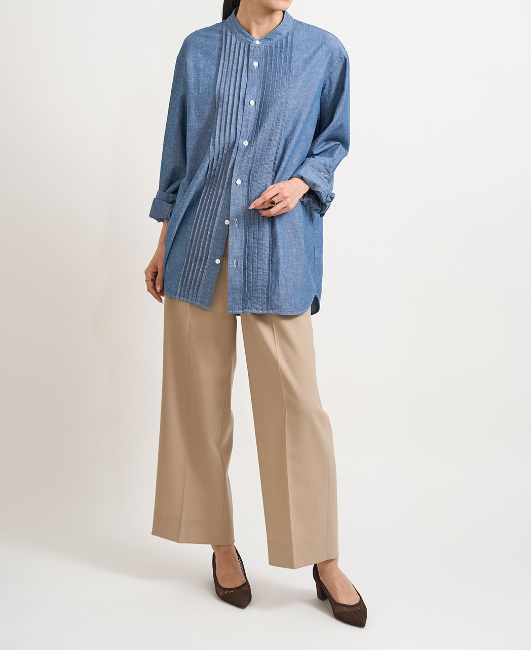 長袖シャツ / 4月中旬発送予定/ピンタック