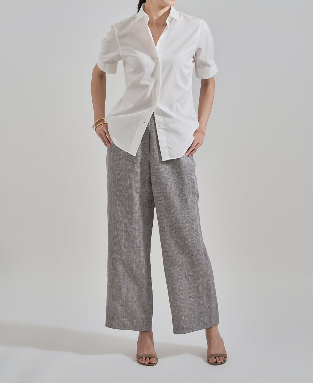 半袖シャツ/ボックスプリーツ / パナマ織り