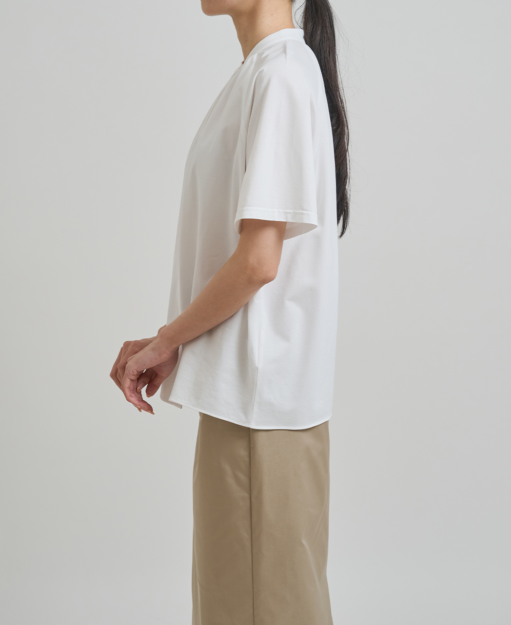 半袖シャツ/スタンドギャザー