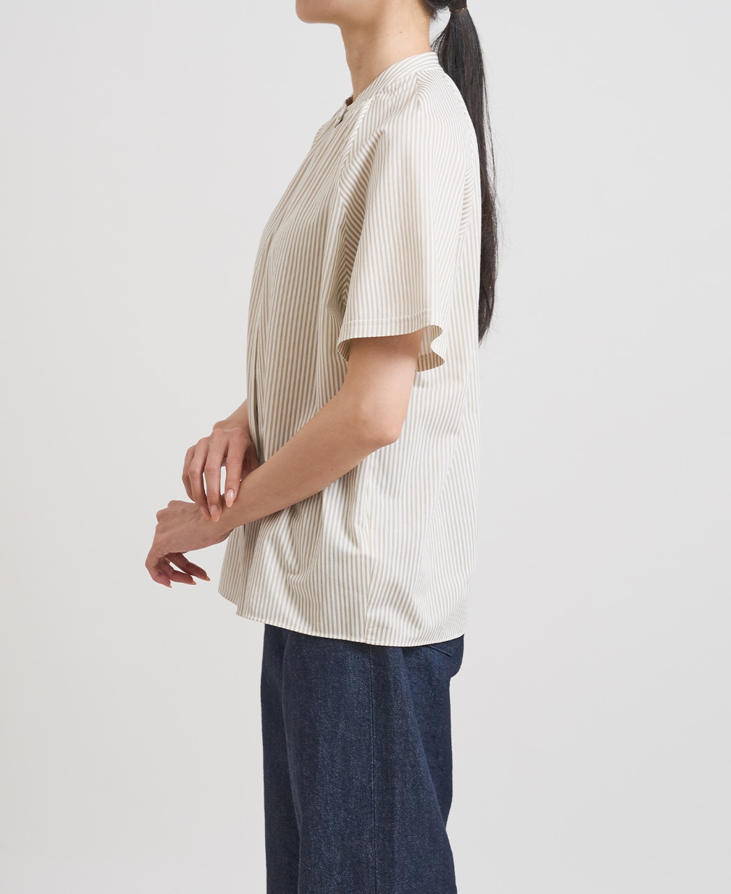 半袖シャツ / 4月中旬発送予定/スタンドギャザー