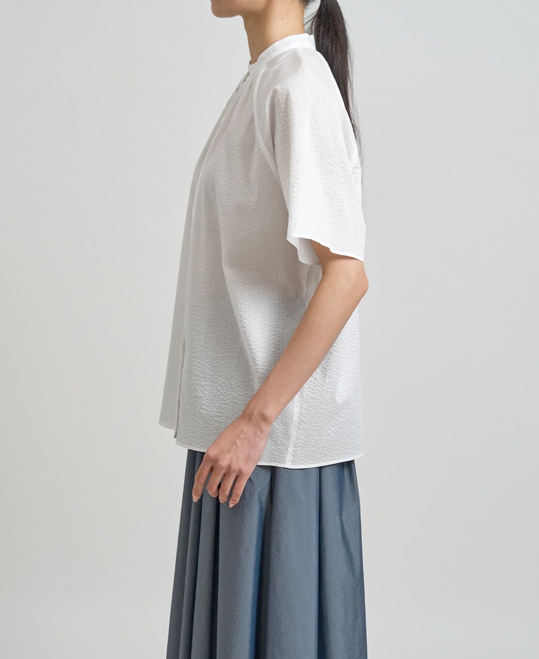 半袖シャツ / 4月中旬発送予定/スタンドギャザー