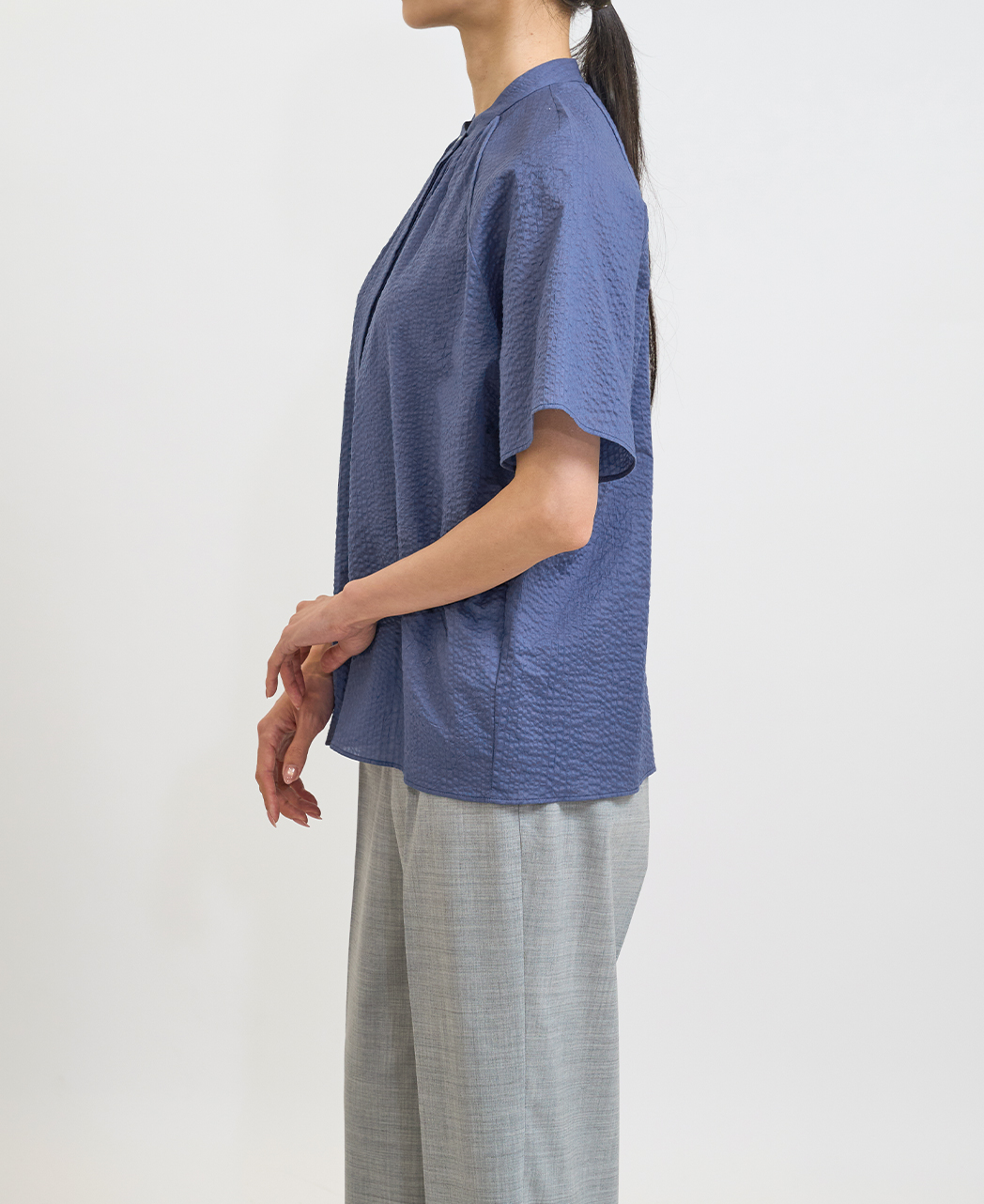 半袖シャツ / 4月中旬発送予定/スタンドギャザー