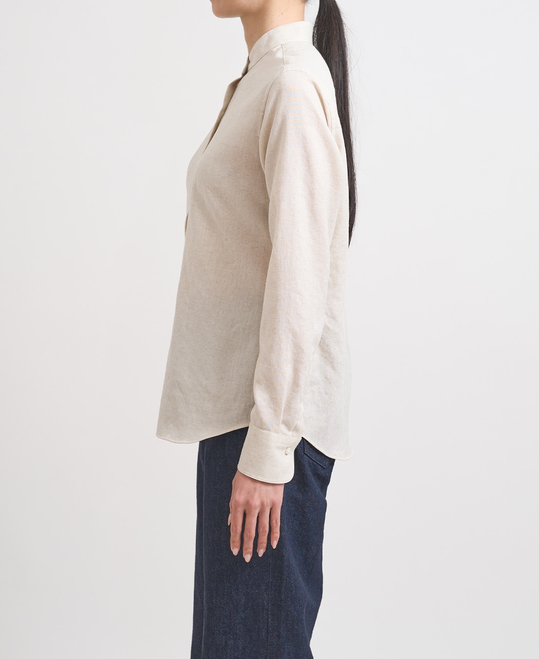 長袖シャツ / 5月中旬発送予定/スタンドカラー / アイアス(麻調合繊)