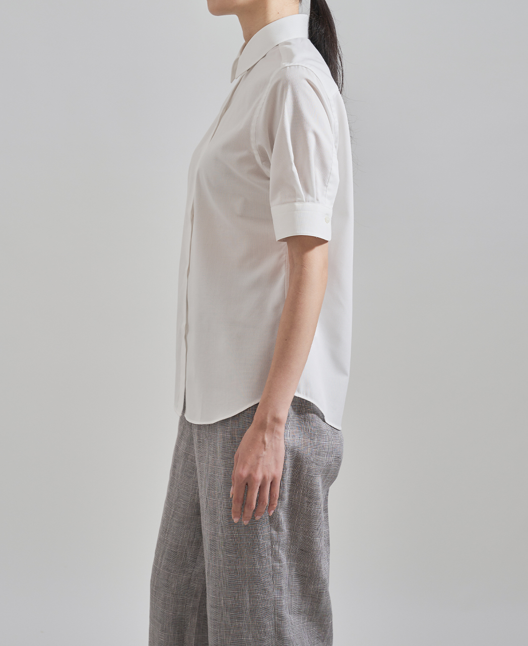 半袖シャツ/ボックスプリーツ / パナマ織り