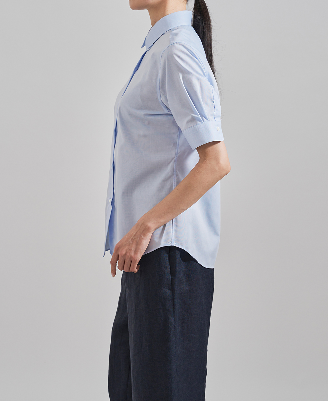 半袖シャツ/ボックスプリーツ / パナマ織り