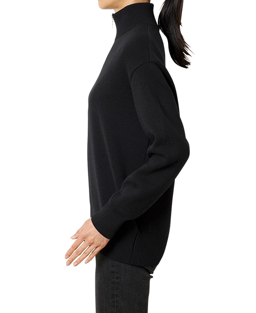 ハーフジップセーター(38サイズ / Mサイズ 黒): レディース 