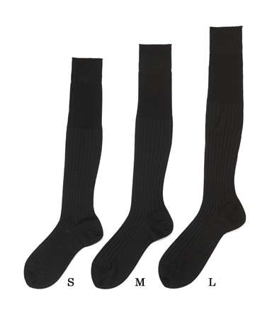 カシミヤブレンド<ストレッチ>ソックス/ロングホーズ(ネイビー)