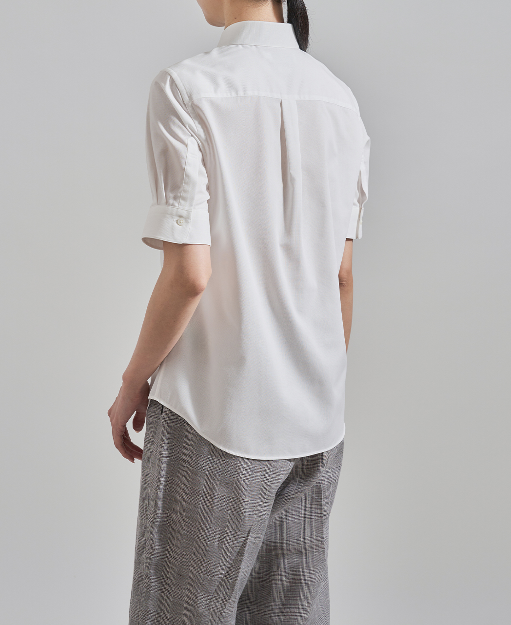 半袖シャツ/ボックスプリーツ / パナマ織り