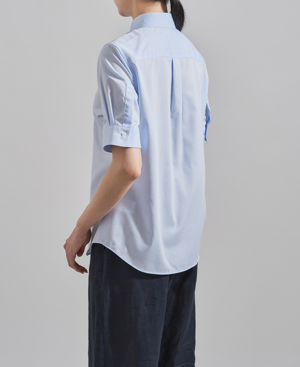 半袖シャツ/ボックスプリーツ / パナマ織り