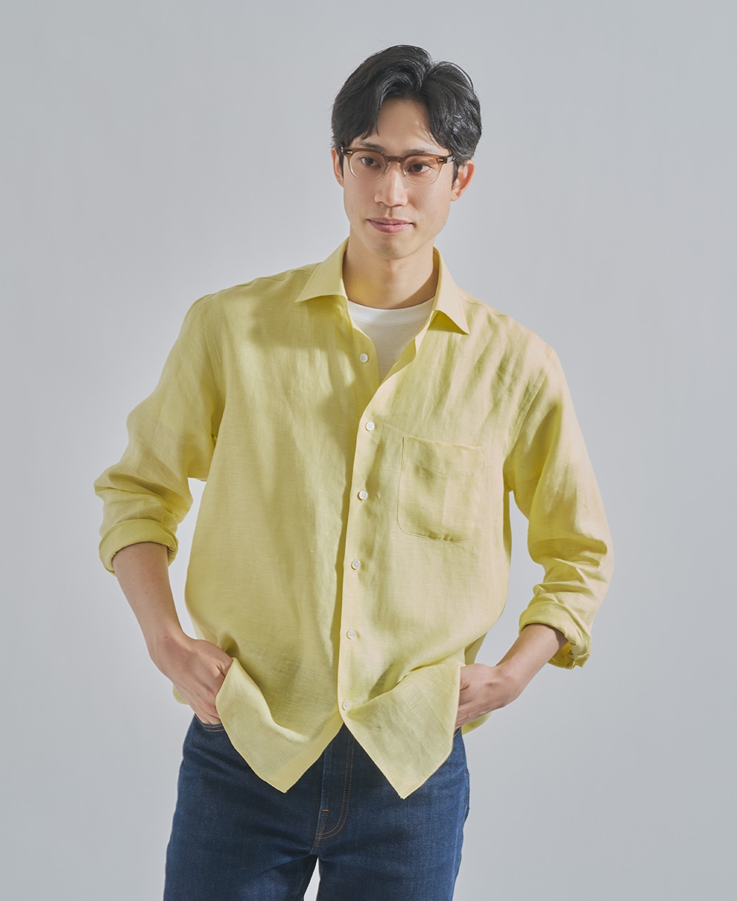 カジュアルシャツ / 6月中旬入荷予定/リネン / ボタニカル染め（みかん）