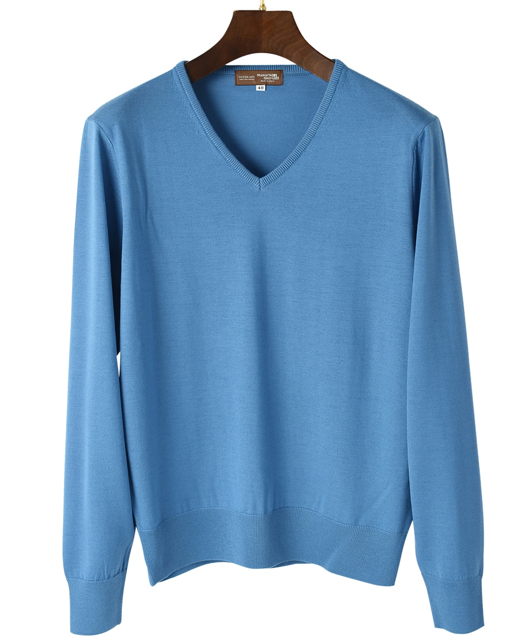 Vネックセーター（18ゲージ）(48 ブルー系): メンズ | メーカーズシャツ鎌倉 公式通販 | 日本製ワイシャツ ネクタイ ブラウス