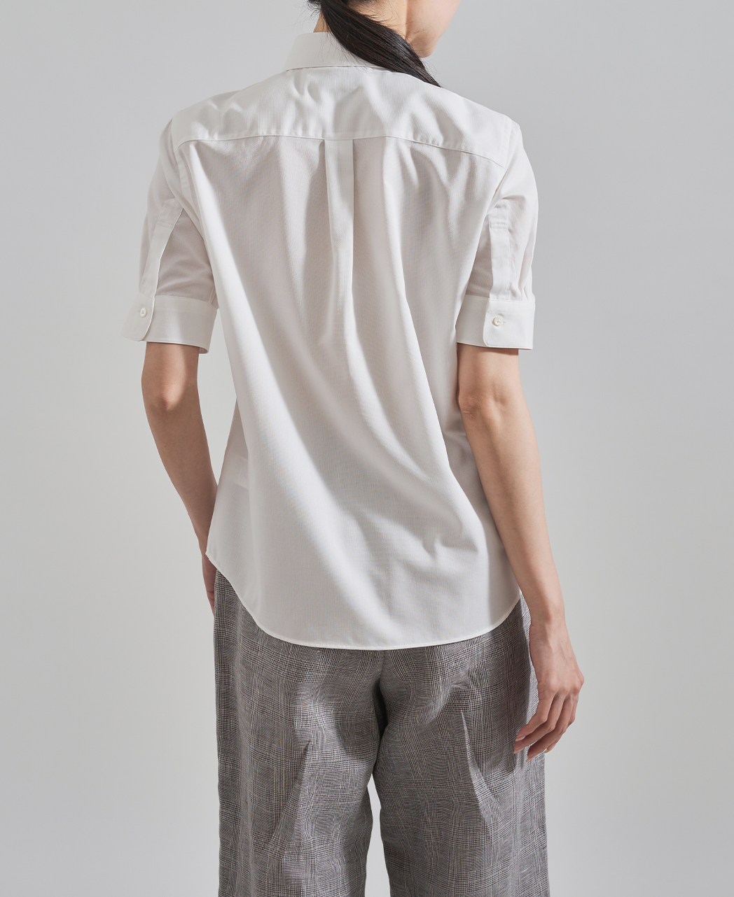 半袖シャツ/ボックスプリーツ / パナマ織り