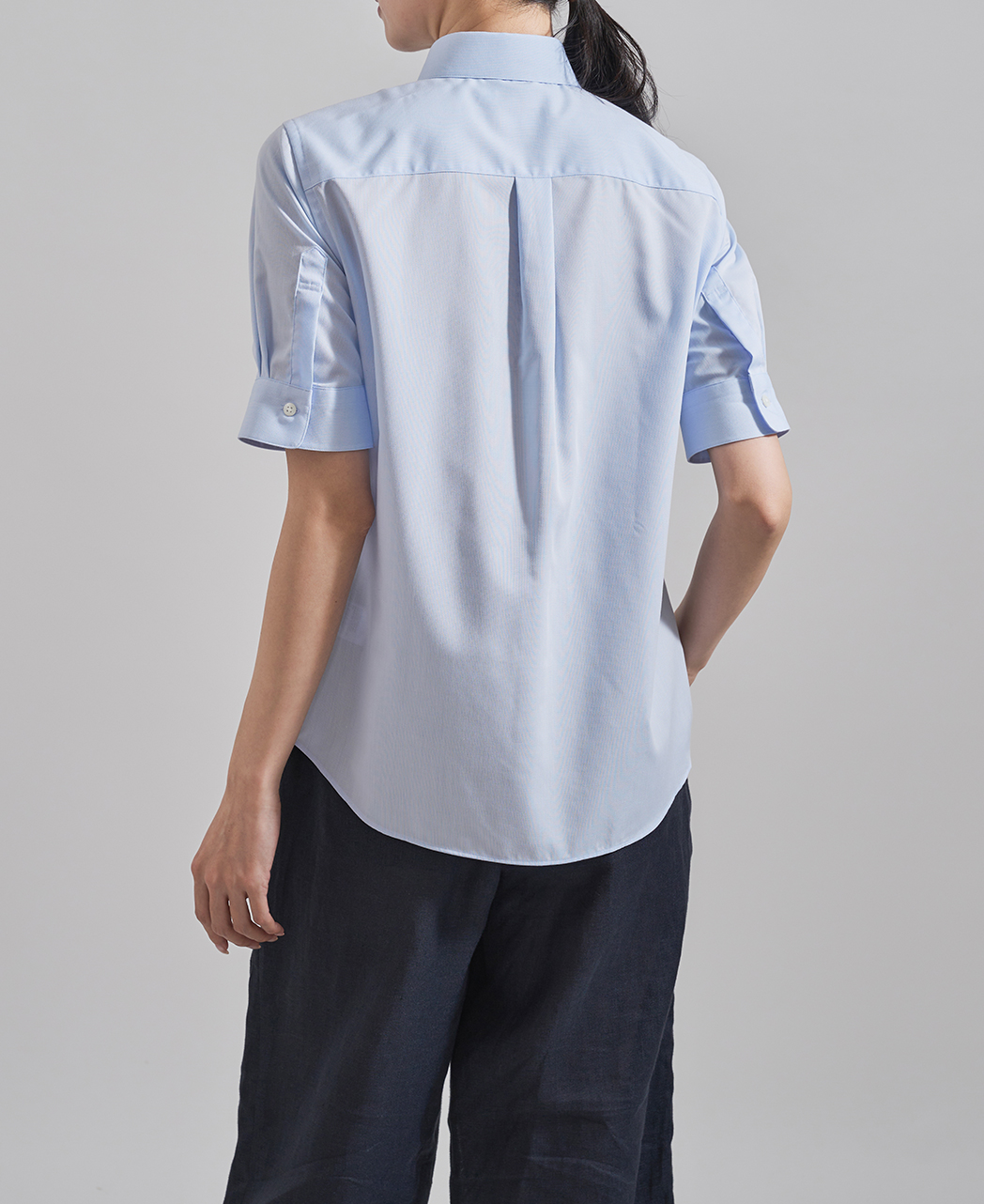 半袖シャツ/ボックスプリーツ / パナマ織り