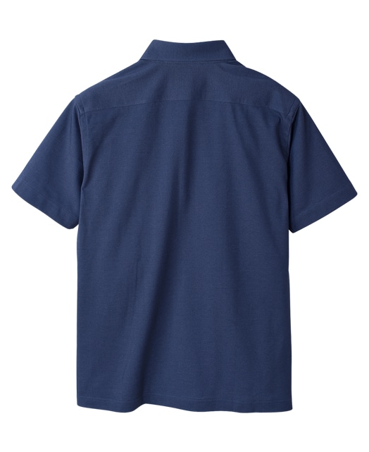 鎌倉シャツ　ポロシャツ　ネイビー　２枚袖丈半袖