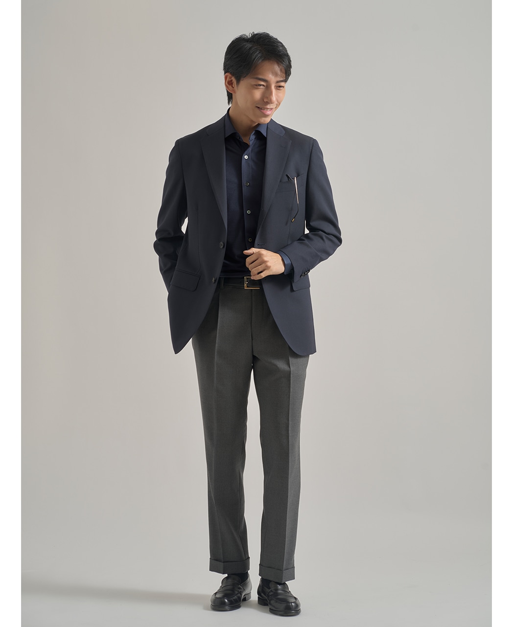 ストレッチシャツ/ウールスムース/46ゲージ