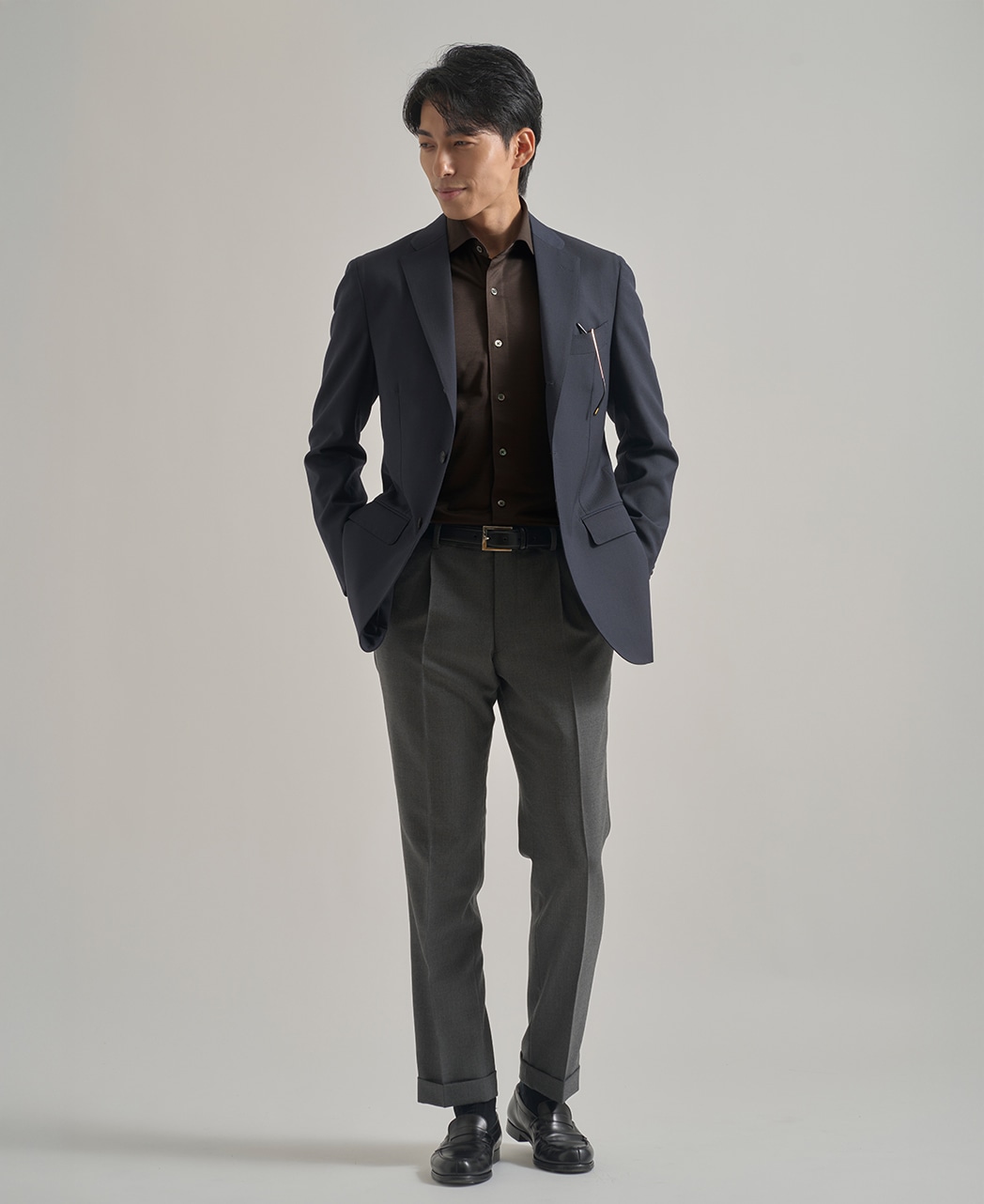 ストレッチシャツ/ウールスムース/46ゲージ