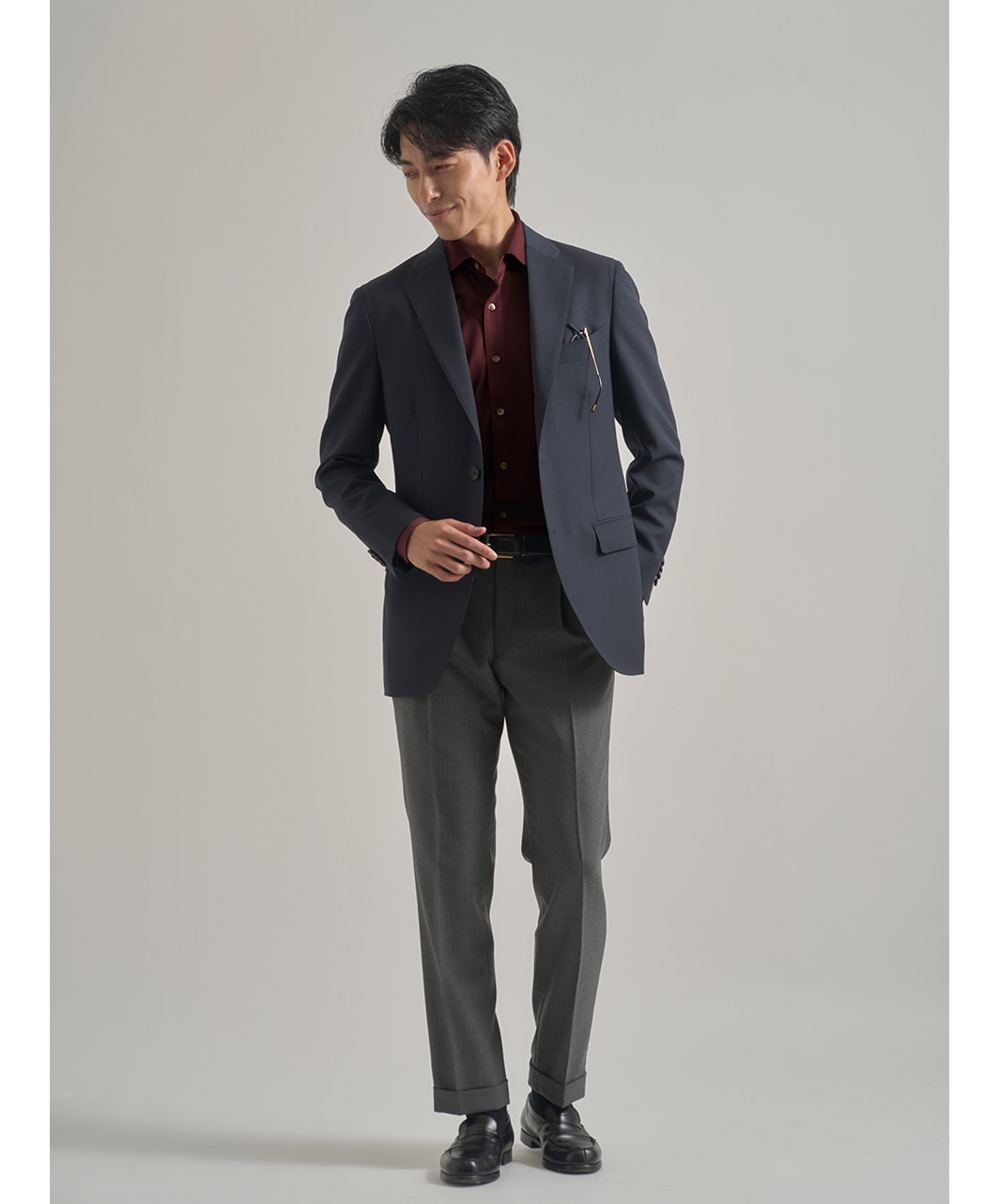 ストレッチシャツ/ウールスムース/46ゲージ