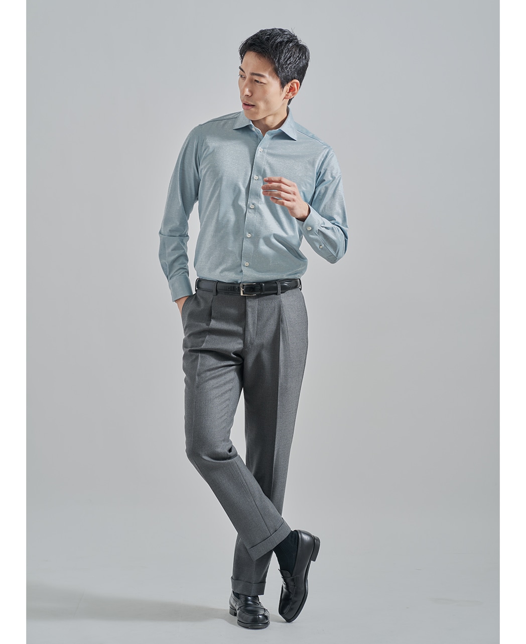 ストレッチシャツ/ハイゲージジャガード