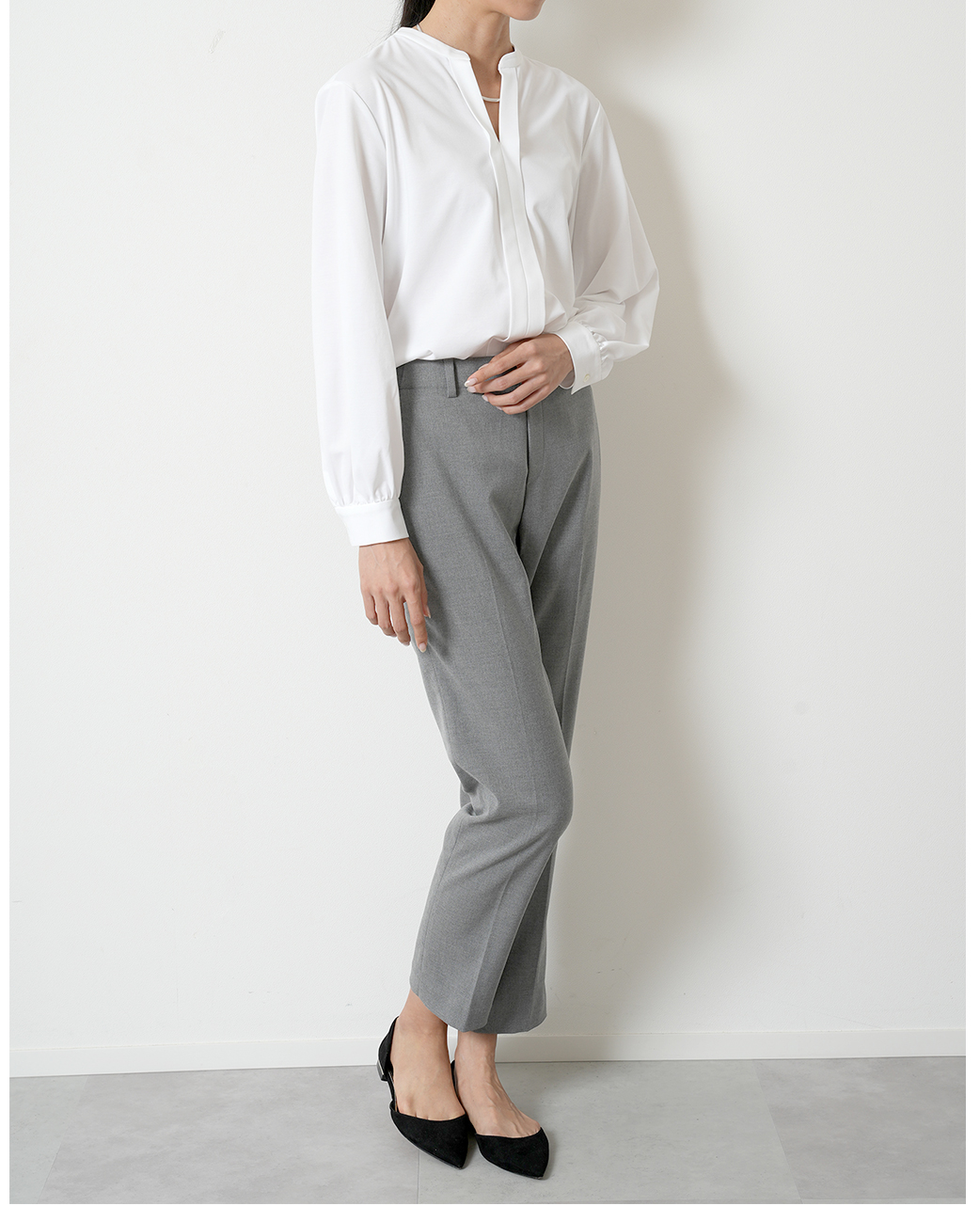 キーネックブラウス/J-TECH STRETCH