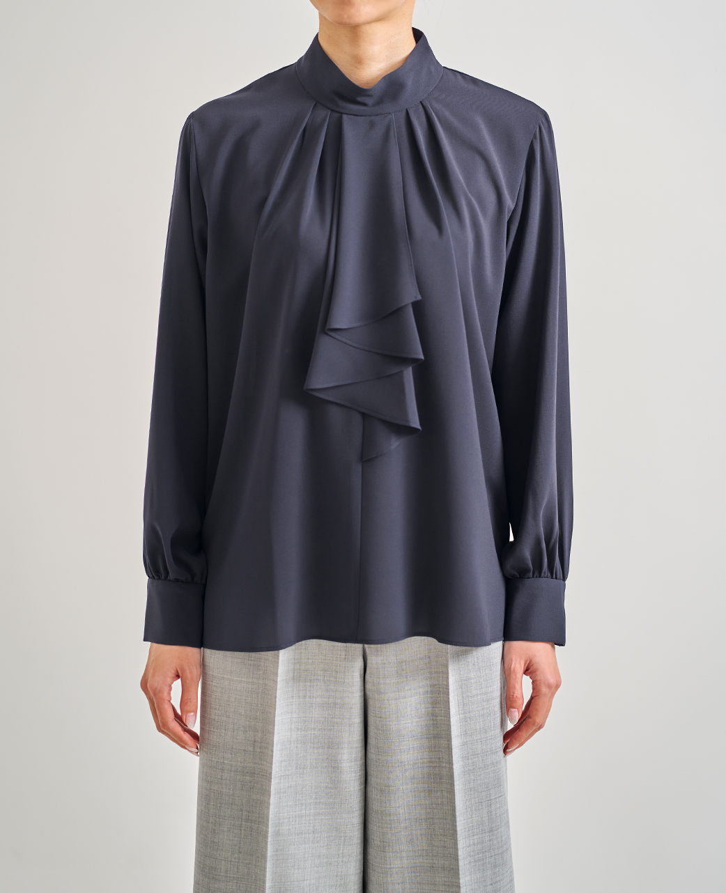 ブラウス/スタンドラッフルフリル