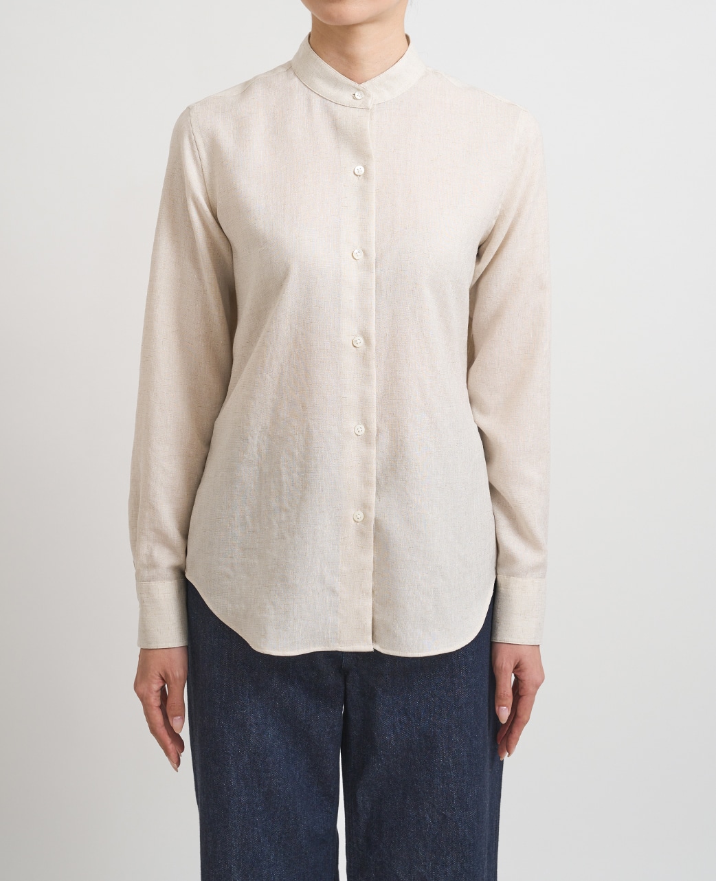 長袖シャツ / 5月中旬発送予定/スタンドカラー / アイアス(麻調合繊)