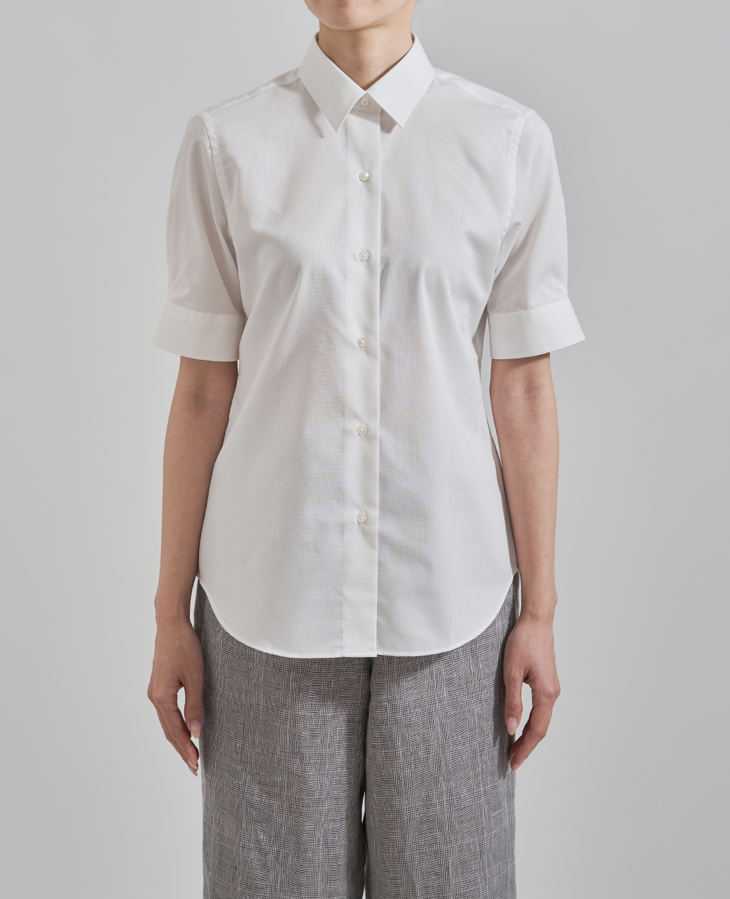 半袖シャツ/ボックスプリーツ / パナマ織り