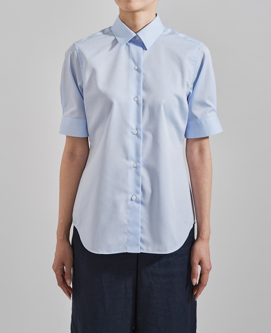 半袖シャツ/ボックスプリーツ / パナマ織り