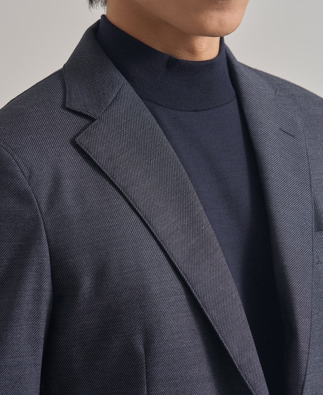 メリノウールTシャツ/モックネック / ネイビー系