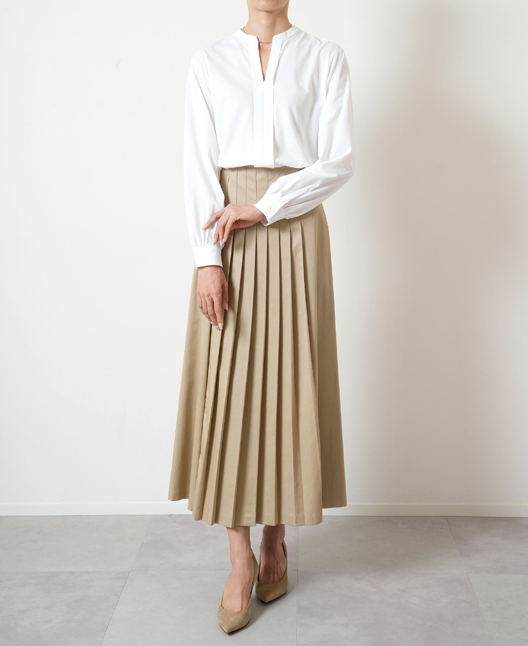 キーネックブラウス/J-TECH STRETCH